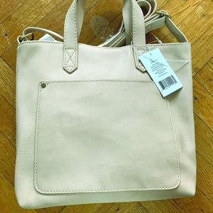Natural Color Faux Leather Tote Handbag